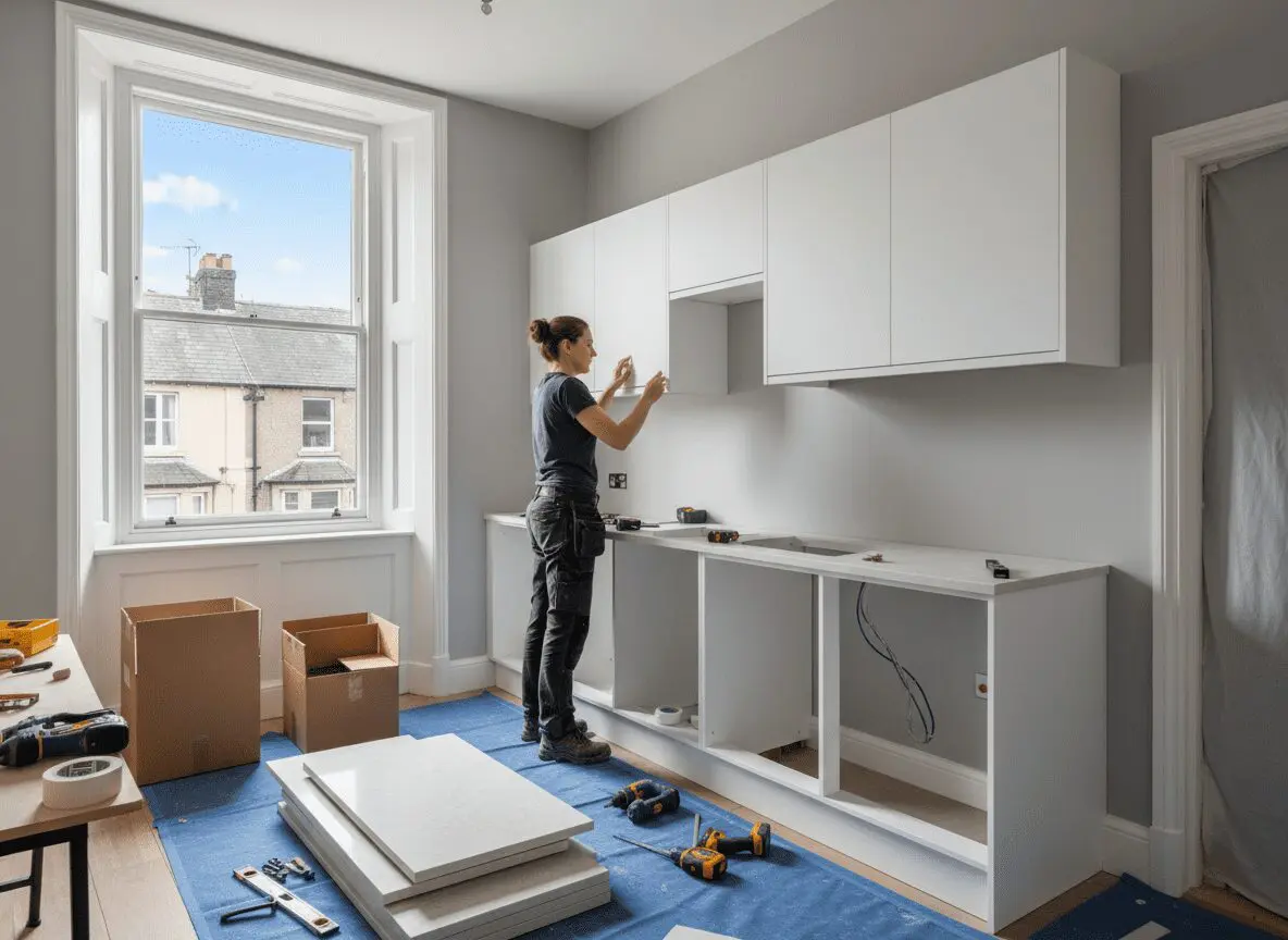 Sheffield kitchen renovation tradesperson Tradesperson working on a kitchen renovation project in Sheffield