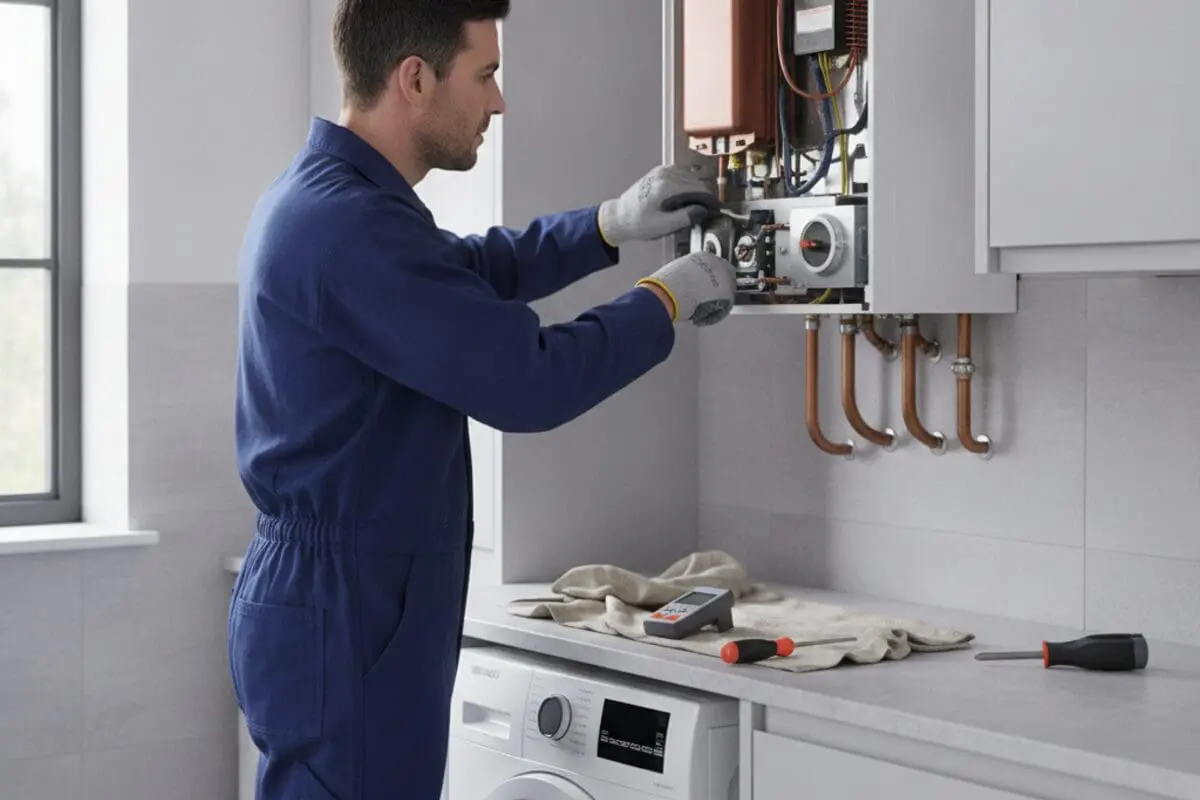 Heat365 engineer servicing a gas boiler