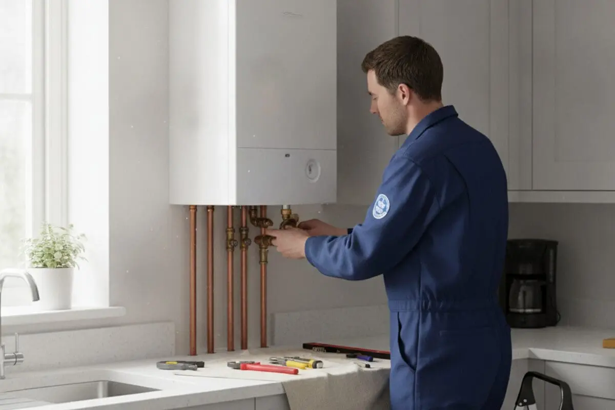 Heat365 engineer fitting a new gas boiler