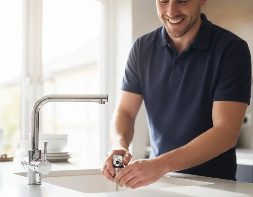 Heat365 plumber fitting a kitchen tap in a Doncaster home
