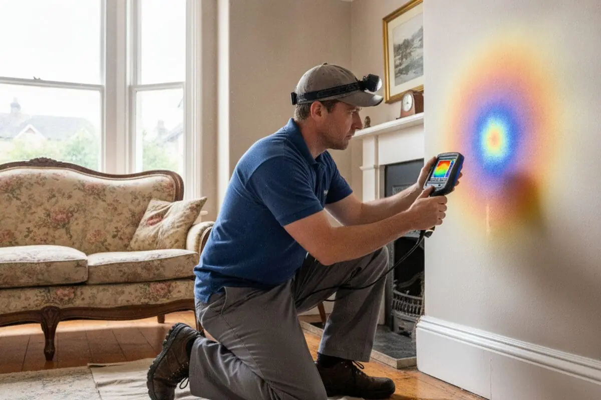 Plumber tracing a hidden water leak