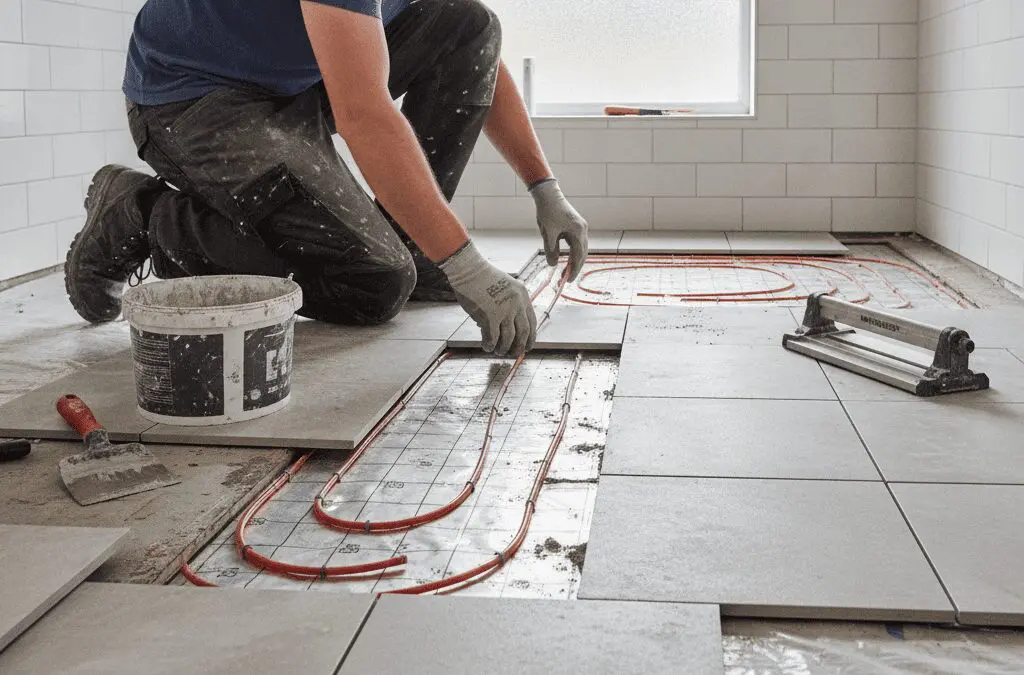Underfloor heating installation beneath bathroom tiles — Heat365 Sheffield