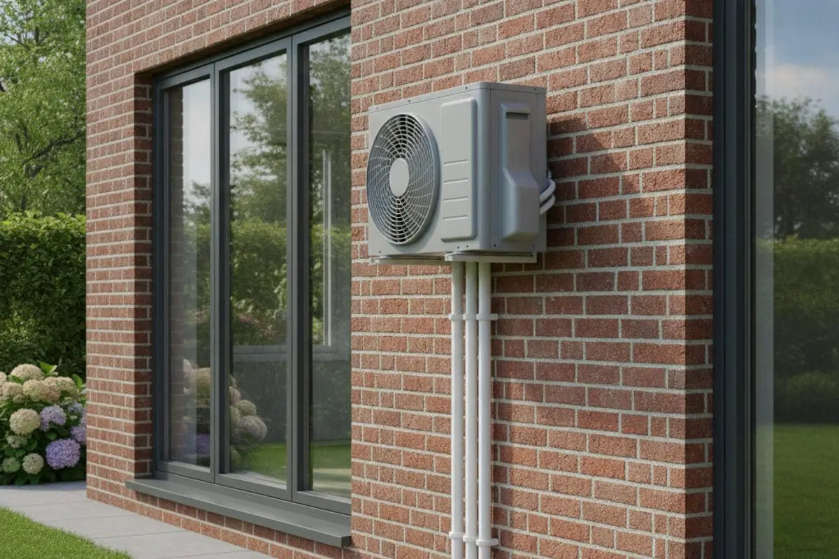 Multi-split air conditioning outdoor condenser on a Sheffield home — Heat365
