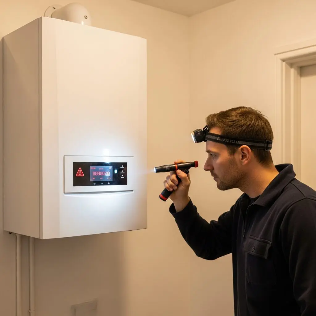 Heating engineer diagnosing a noisy central heating system — Heat365 Sheffield
