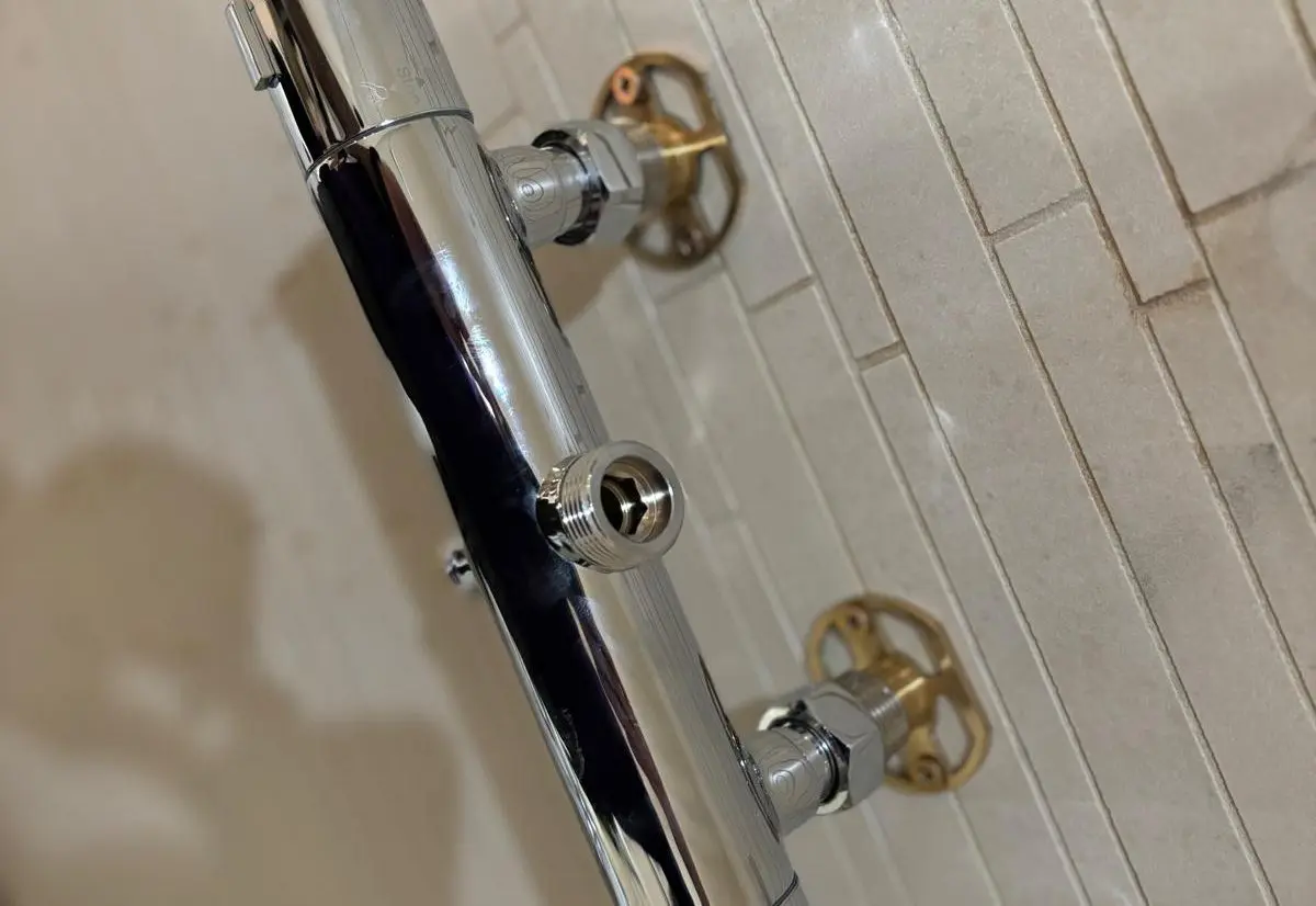 Chrome valve and fittings installed by Heat365 in a Sheffield property