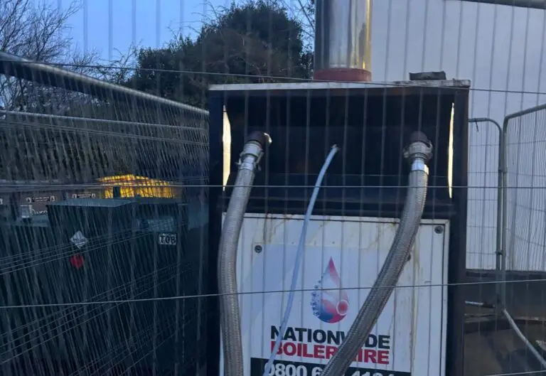 Temporary boiler unit sited by Heat365 to keep a commercial building heated during works